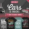 50 Editable Cars & Trucks T-Shirt Designs Bundle