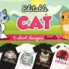 50 Editable Cat T-Shirt Designs Bundle