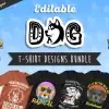 50 Editable Dog T-Shirt Designs Bundle