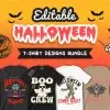 30 Editable Halloween T-Shirt Designs Bundle