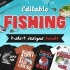 50 Editable Fishing T-Shirt Designs Bundle